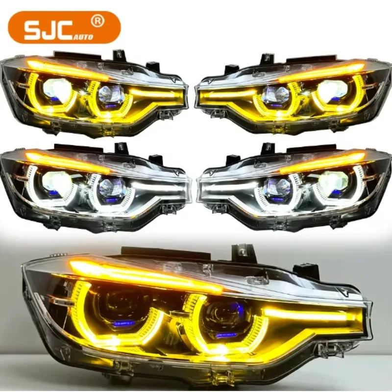 Faro LED SJC para BMW F30 Estilo Ikon, DRL Amarillo y Blanco, 2013-2018, M3 F80 320I 325I, Luces Delanteras para Auto, Accesorios para Coche