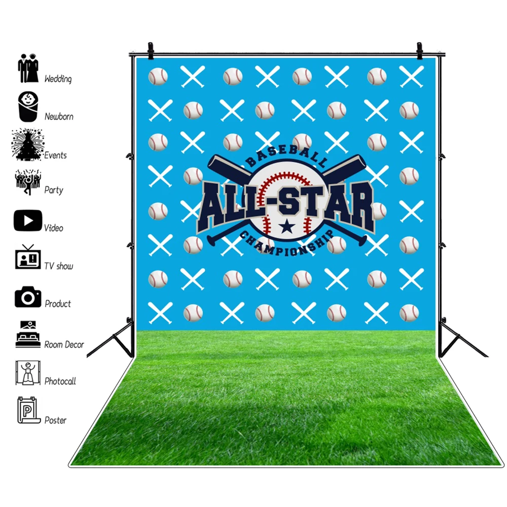 

Baseball Court Backdrop Photography Birthday Decorations Sports Boys Party Cake Smash Background Vertical Photo Custom Banner