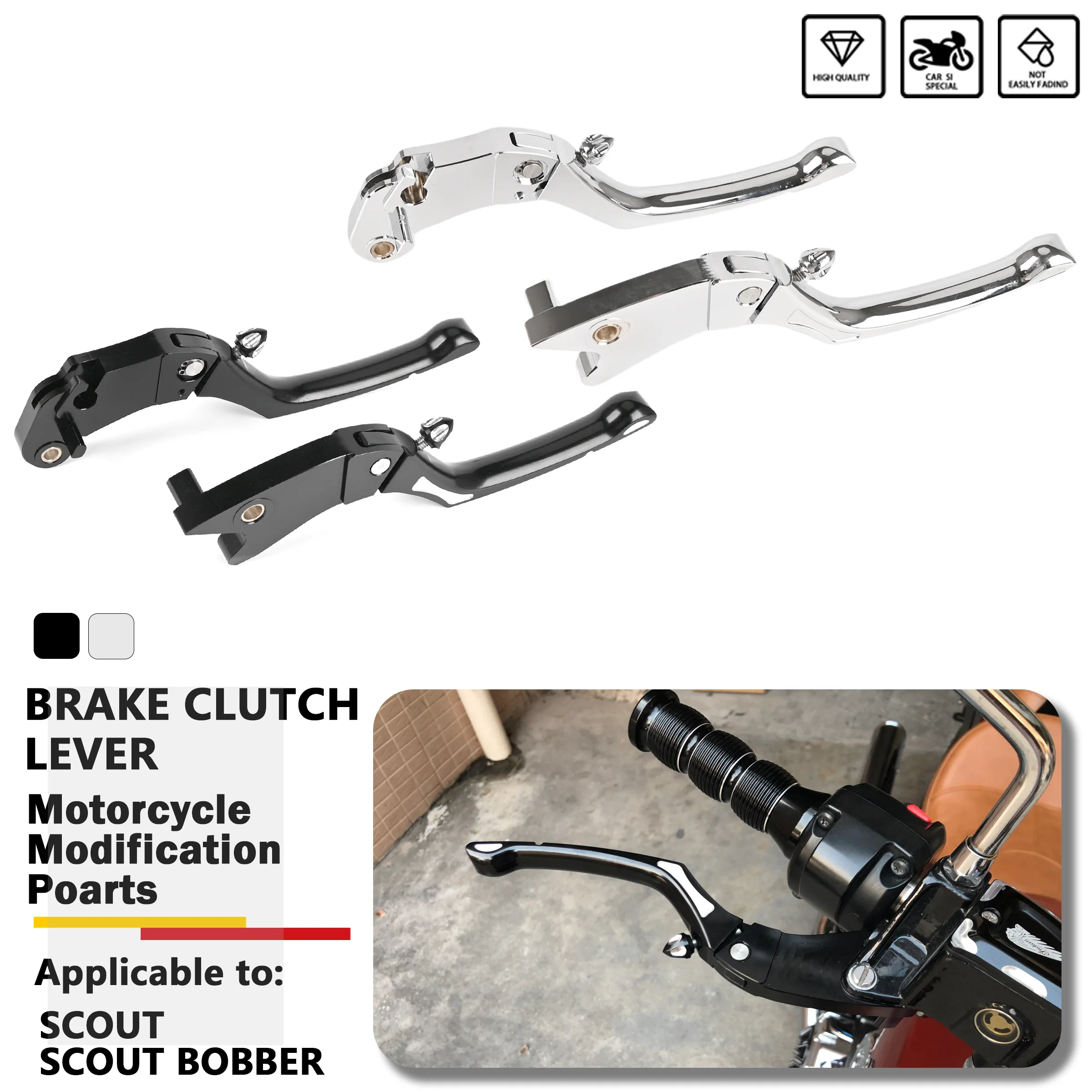 

Motorcycle Brake Clutch Levers Black Chrome Hand CNC Adjustable Handle Fit For Indian Scout Sixty Bobber Twenty Rogue 2015-2023