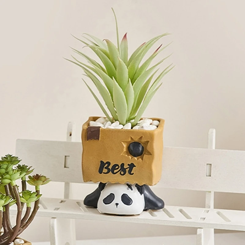 MXME Concrete Mould Hand-Making Plant Pot Mold Lying Panda Shaped for Handmade Vase