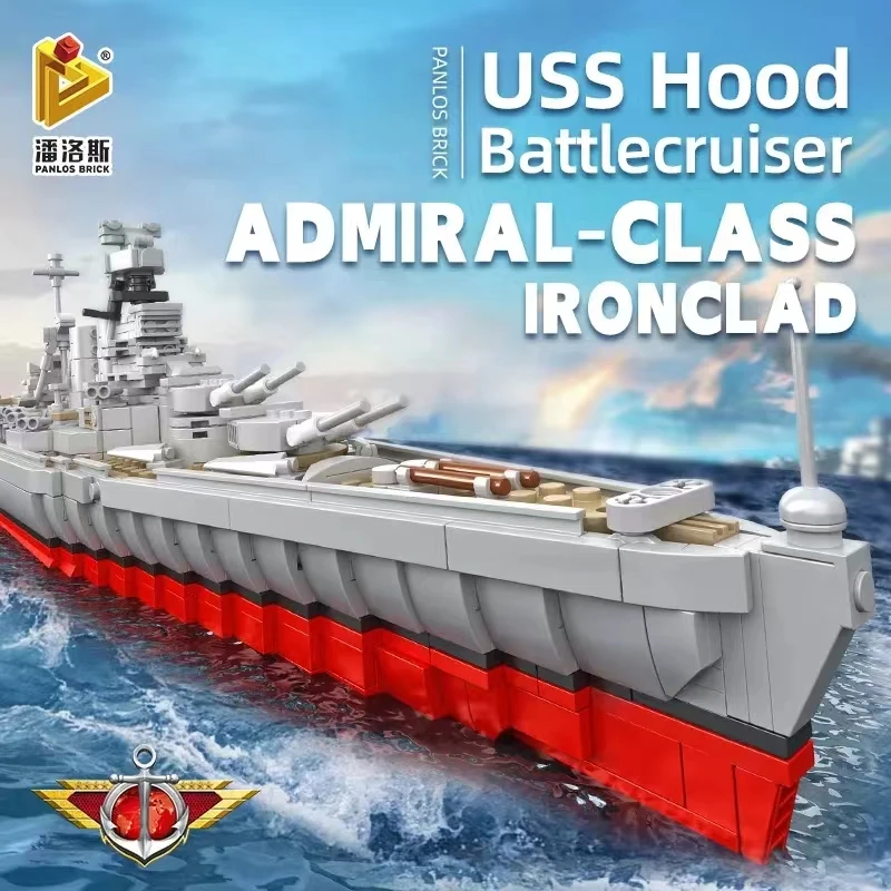 1731PCS WW2 Military Battleship Building Block Decorations Warship Cruiser Frigate Weapon Model Kids Toy Sticker Gift  Brick Set