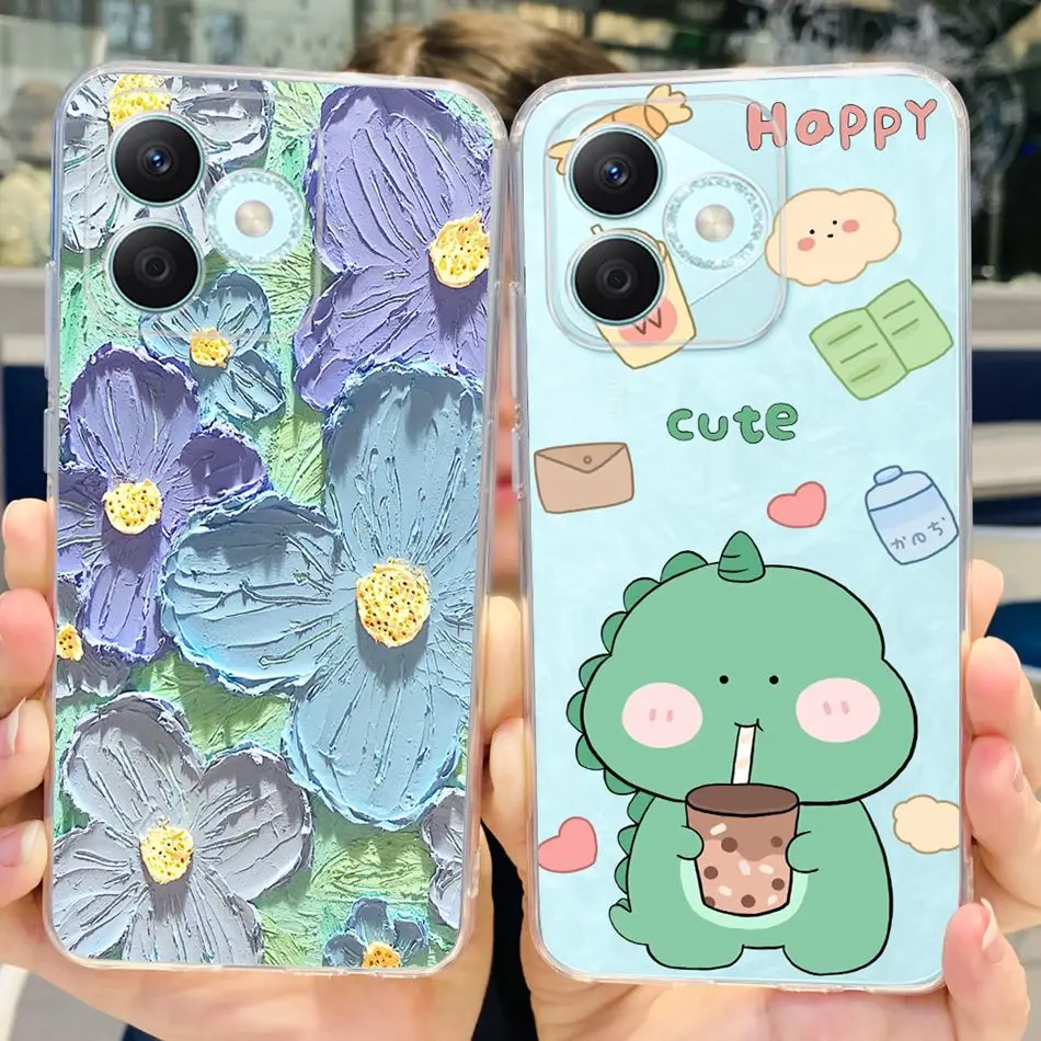 For Honor X60i LYN-AN00 Cute Dinosaur Cartoon Phone Case For HonorX60i X 60i 5G Clear TPU Soft Silicone Cases