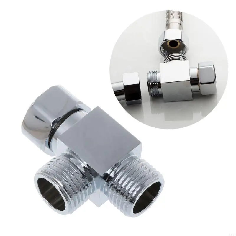 N84C "3Way Diverter خرطوم تركيب ل t adapter حمام Connector Chrome-Pl