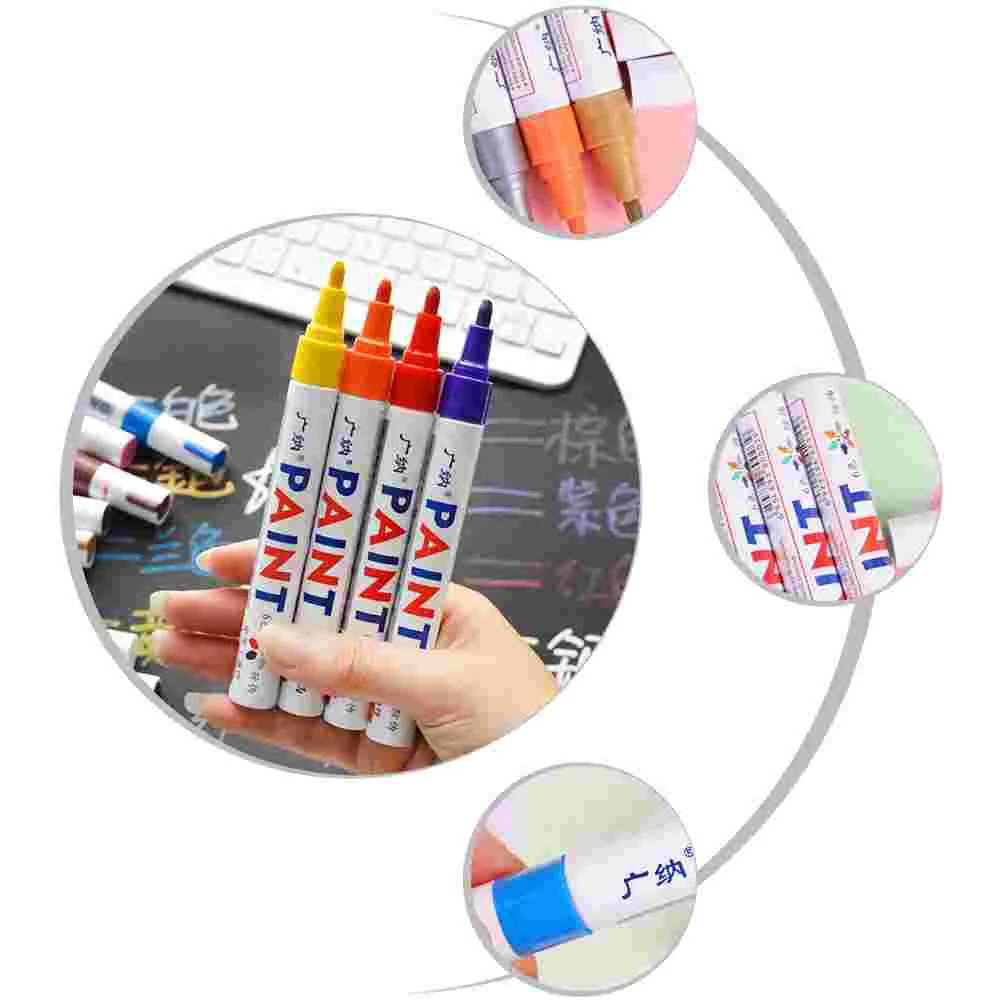 6 Pcs Painting Pen Marking Pens Office Car Scratch Repair Coat Paintbrush Marker Plastic