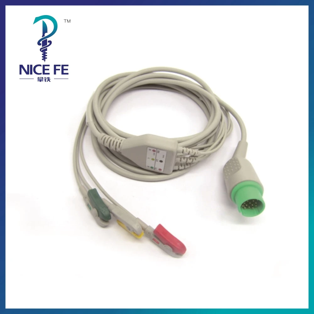 

EC-212 One-piece ECG Patient Cable IEC With 3leads 5leads Snap clip For Spacelab ECG Electrocardiograph Monitor