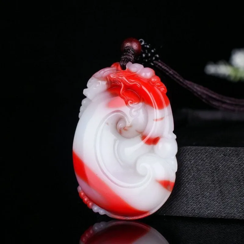 

Natural Chicken Blood Jade Pendant Men's and Women's Ruyi Pendant Necklace Jewelry Fashion Style