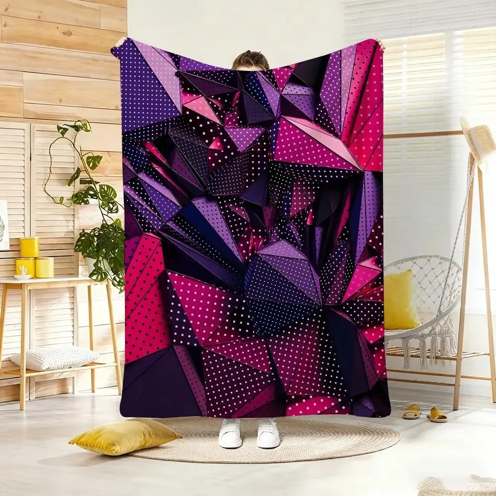 Dynamic Y2K Grid Throw Lightweight  Flannel Blanket Soft Skin-friendly for Summer Cooling
