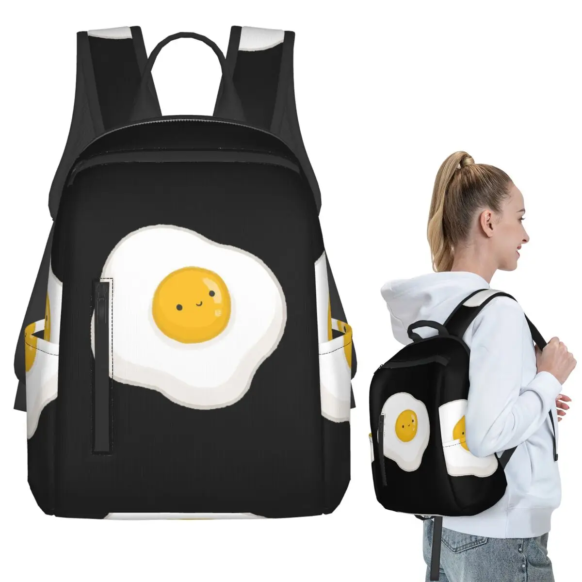 

Cute Fried Egg Backpack Student BookBag Kids School Bag Laptop Shoulder Bags Men Women