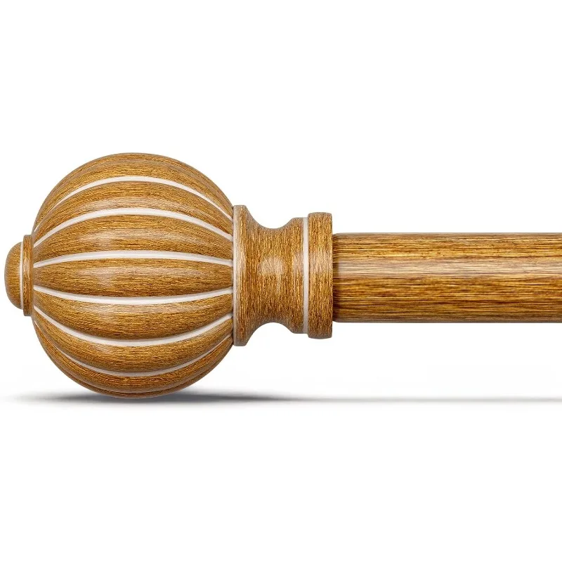 

Imitation Wood Curtain Rods for Windows 48 to 84 Inch, 1 Inch Adjustable Heavy Duty Decorative Drapery Rods with Classic