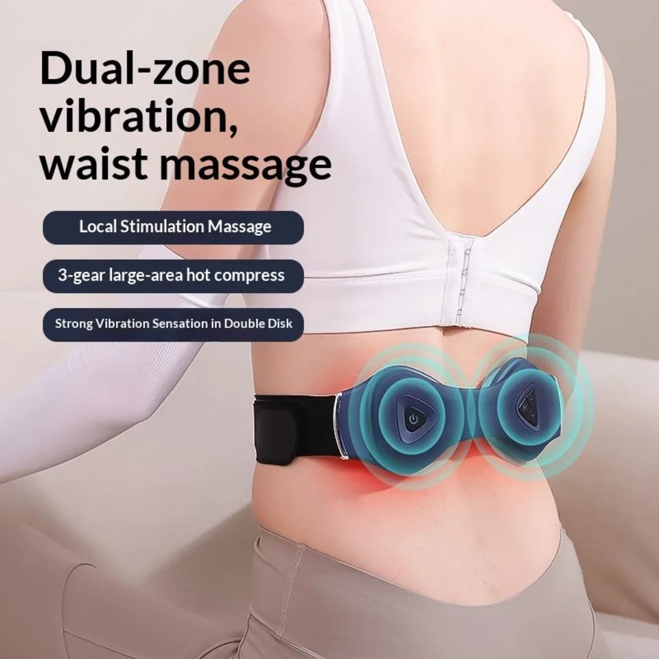Smart Heating Waist Belt Hot Compress Vibration EMS Microcurrent Electric Pulse Massage USB Rechargeable Pulse Waist Massager