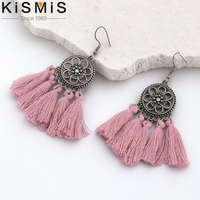 Circle Alloy Tassel Earrings Retro Bohemia Folk Style Wedding Ladies Earrings 5 Colors Optional