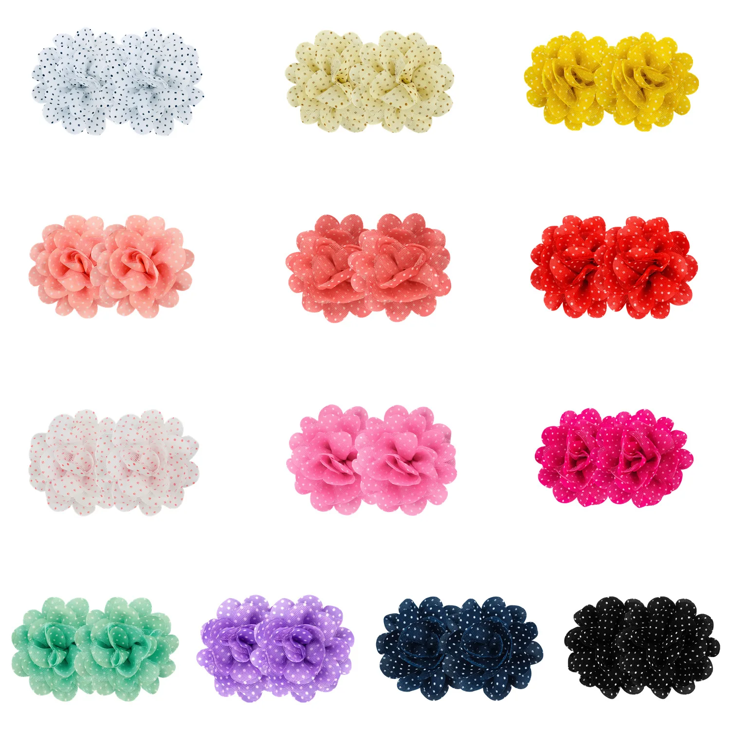 

400pcs 8cm Polka Dot Double Layer Fabric Toe Flower Flower Shoes Flower Hat Dot Dot Mesh Yarn Headdress Clothing Hairpin Headban