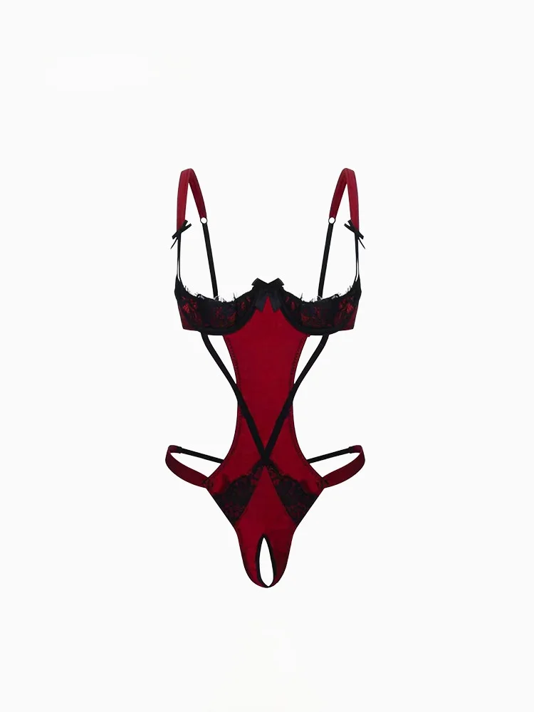 

Оригинальный дизайн, кружевное нижнее белье, женский комплект нижнего белья со стальным кольцом, цельный костюм со сборками на небольшой груди