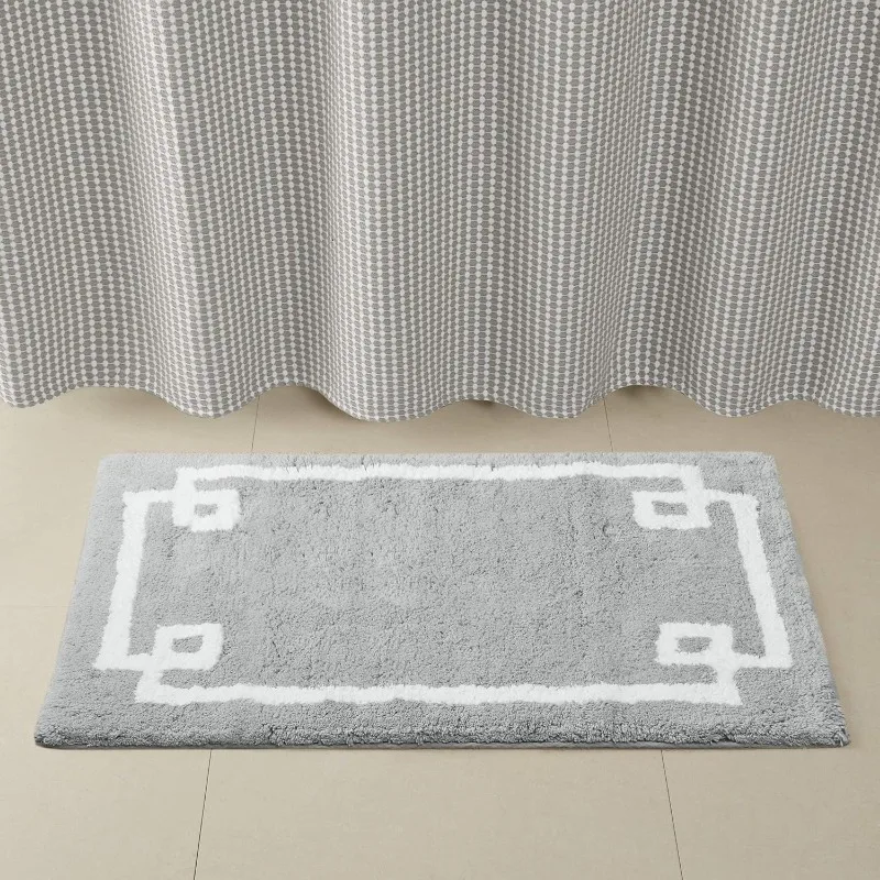 Evan 100% Cotton Bathroom Rug Non Slip Backing-Luxrurious Tufted Plush Bath Mat Absorbent, Quick Dry