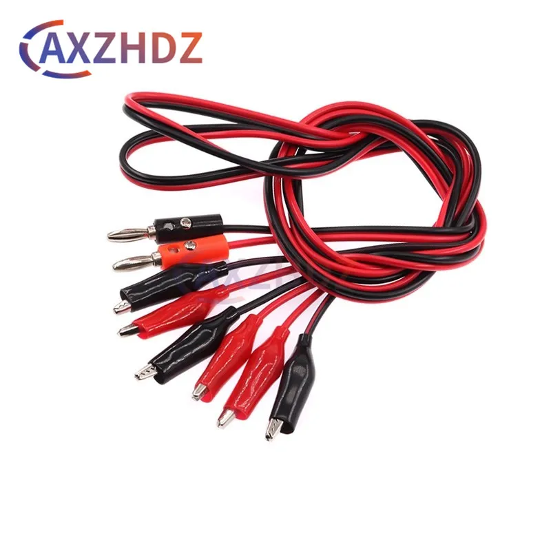 2Pcs 1M Electrical Alligator Clips Cable Jumper Wire DIY Test Leads Double-ended Crocodile Test Clips Cords Roach For Multimeter