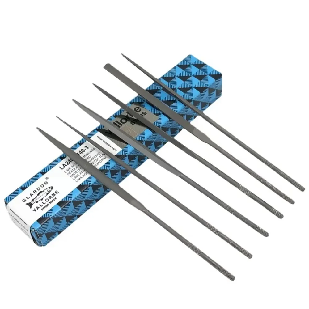 6 قطعة مجموعة ملفات مجوهرات Vallorbe الصلب لتلميع الحجر الخشبي المعدني وتشكيلها مع مربع مسطح مستدير 140 مللي متر إلى 200 مللي متر #2