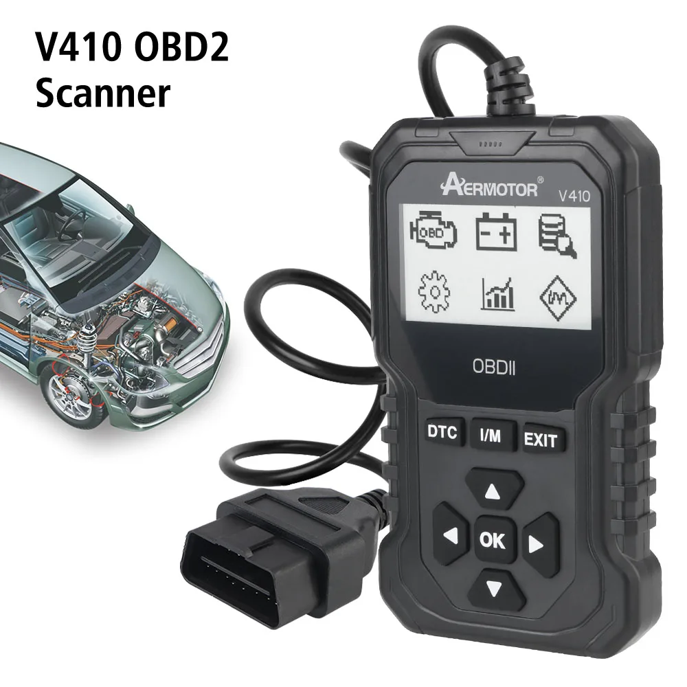 OBD2 Code Reader Universal Engine Battery O2 Sensor EVAP Tester EOBD OBD 2 Scanner V410 Fault Code Clear Car Diagnostic Tools