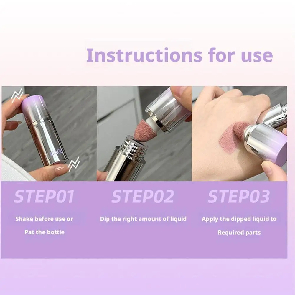 Bâton de fard à joues liquide avec pointe éponge pour lèvres et joues, Correction de couleur imperméable et longue durée, maquillage pour le visage, 4 couleurs
