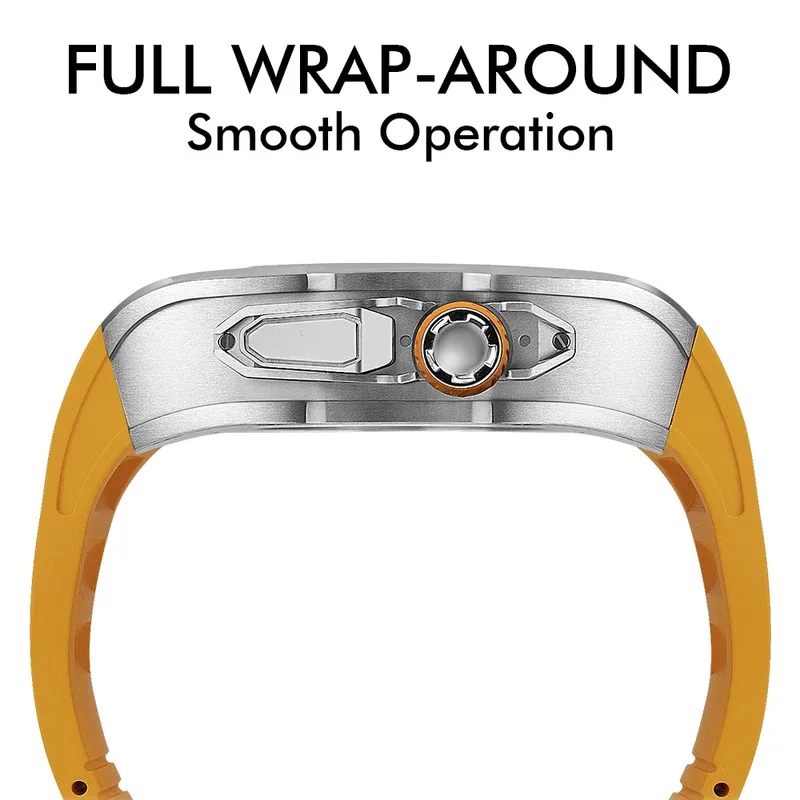 حافظة Soul Cool Titanium لساعة Apple Watch Ultra 3/2/1 مقاس 49 ملم، طقم تعديل iWatch، شريط مطاطي فلور، فاخر عالي الجودة