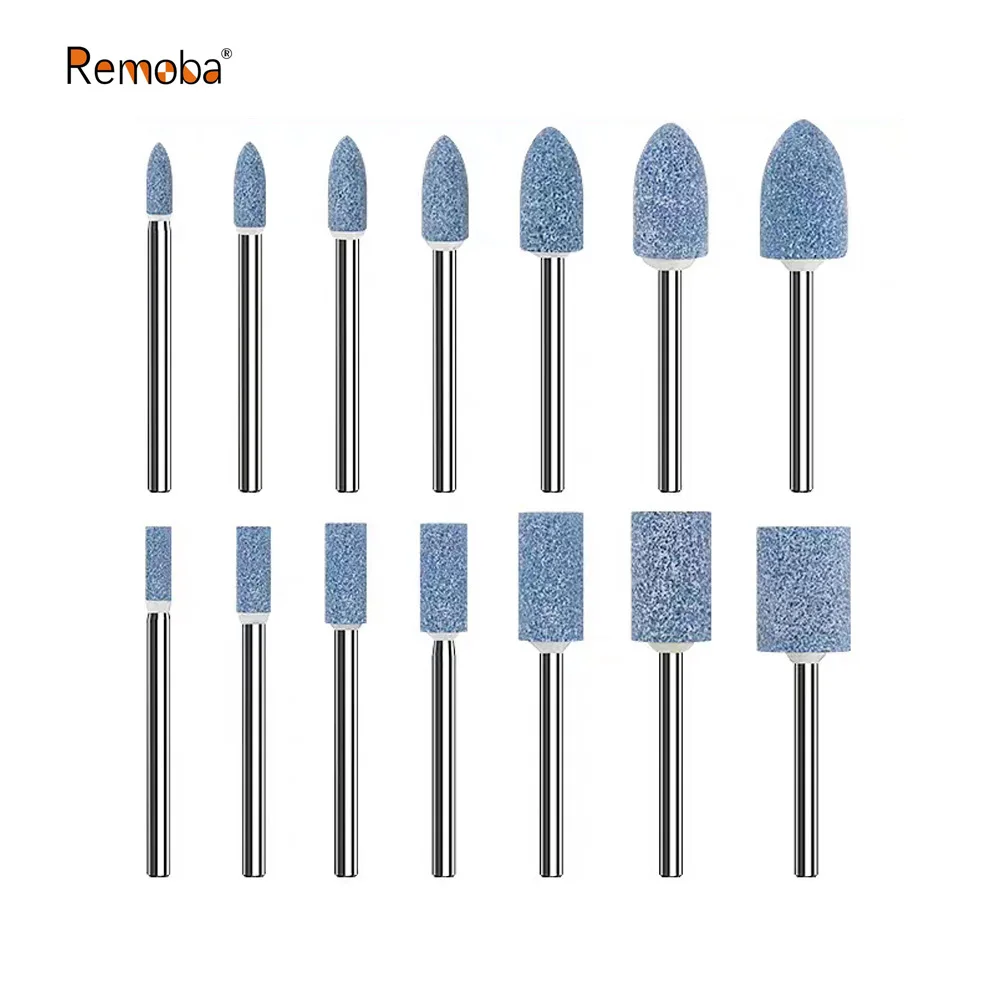 Dia. 4mm-12mm Blue Corundum Grinding Head 3mm Shank Mounted Polishing Points for Steel Molds Rust Removal Repairing