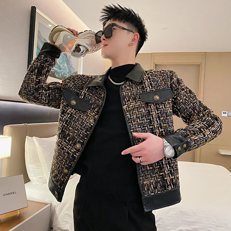 

Hong Kong Design Sensation Men's Quilted Leather Jaet Spring Autumn Trendy Brand Haome Top 2024 New Faion Men's Clothing