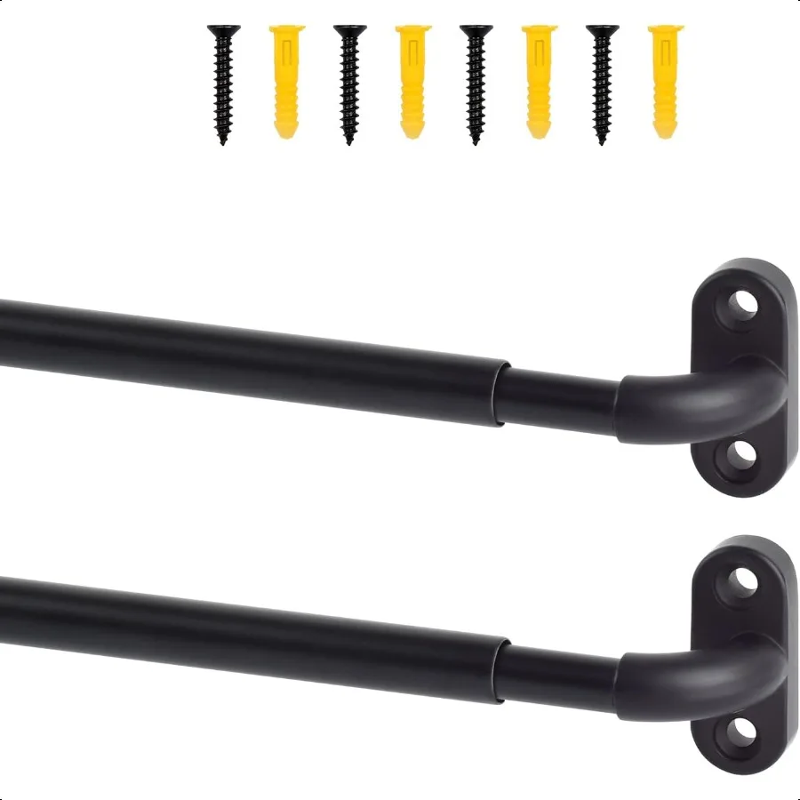

TYRON 2 Pack Screwed Sash Curtain Rod Adjustable 1830 Inch 3 8 In. Diameter French Door Curtain Rods Black
