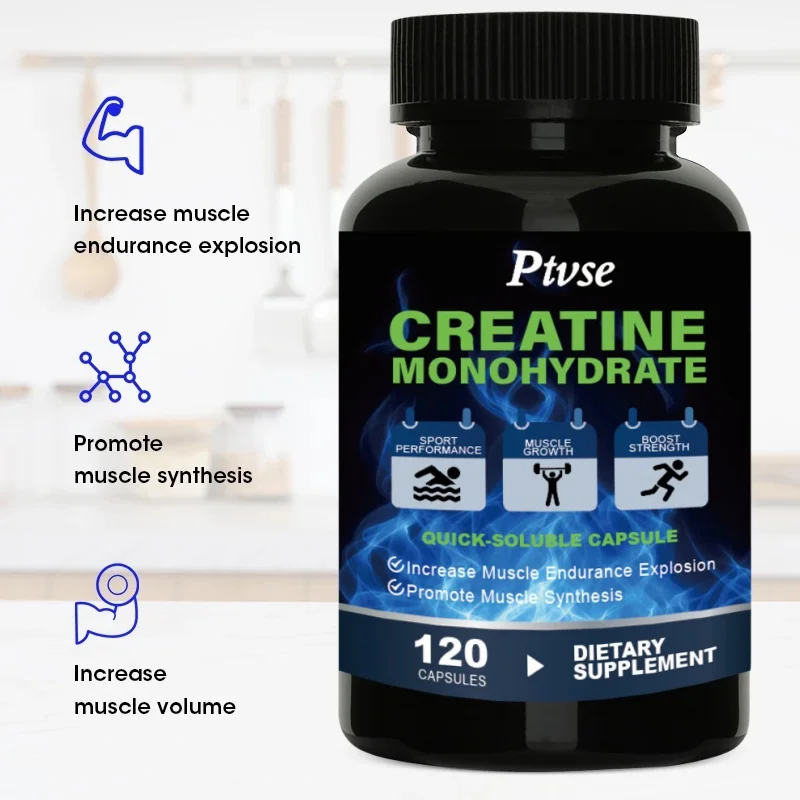 Creatine Capsules Creatine Monohydrate Gain Excavate Strength Build Muscle Recovery Enhance Performance For Adults