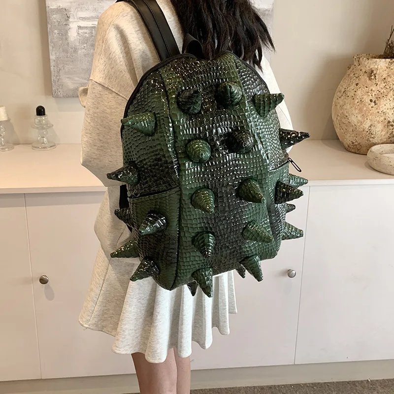 3d Hedgehog Design Backpack For Women Pu Leather Travel Bag Girl Punk Rock Animal Shape Totes Ladies Messenger Bag 2024 New