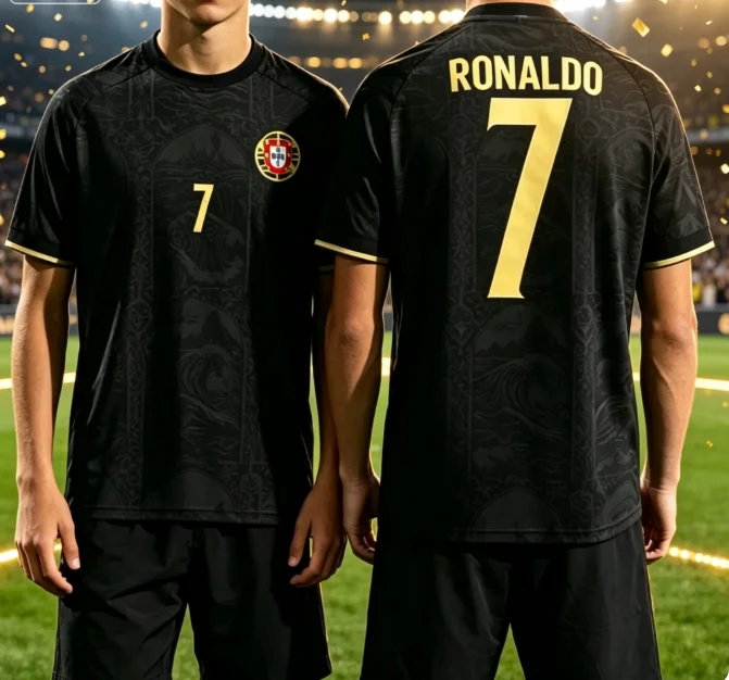 Portugal Ronaldo No.7 football jersey unisex T-shirt boys' top parent-child quick drying short sleeved children's T-shirt 2026
