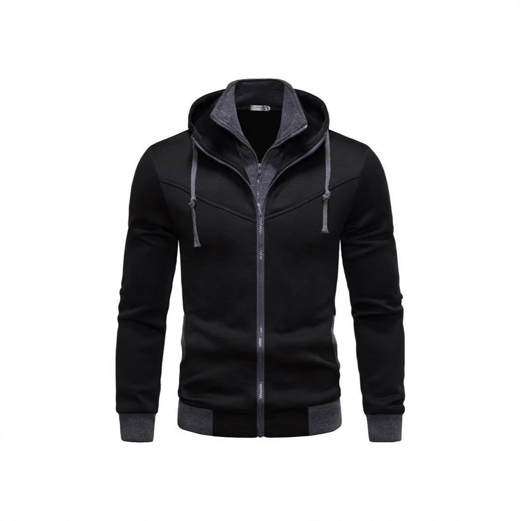 

Мужская толстовка с двойной молнией, мужские зимние пальто на флисовой подкладке, однотонные повседневные мужские толстовки большого размера