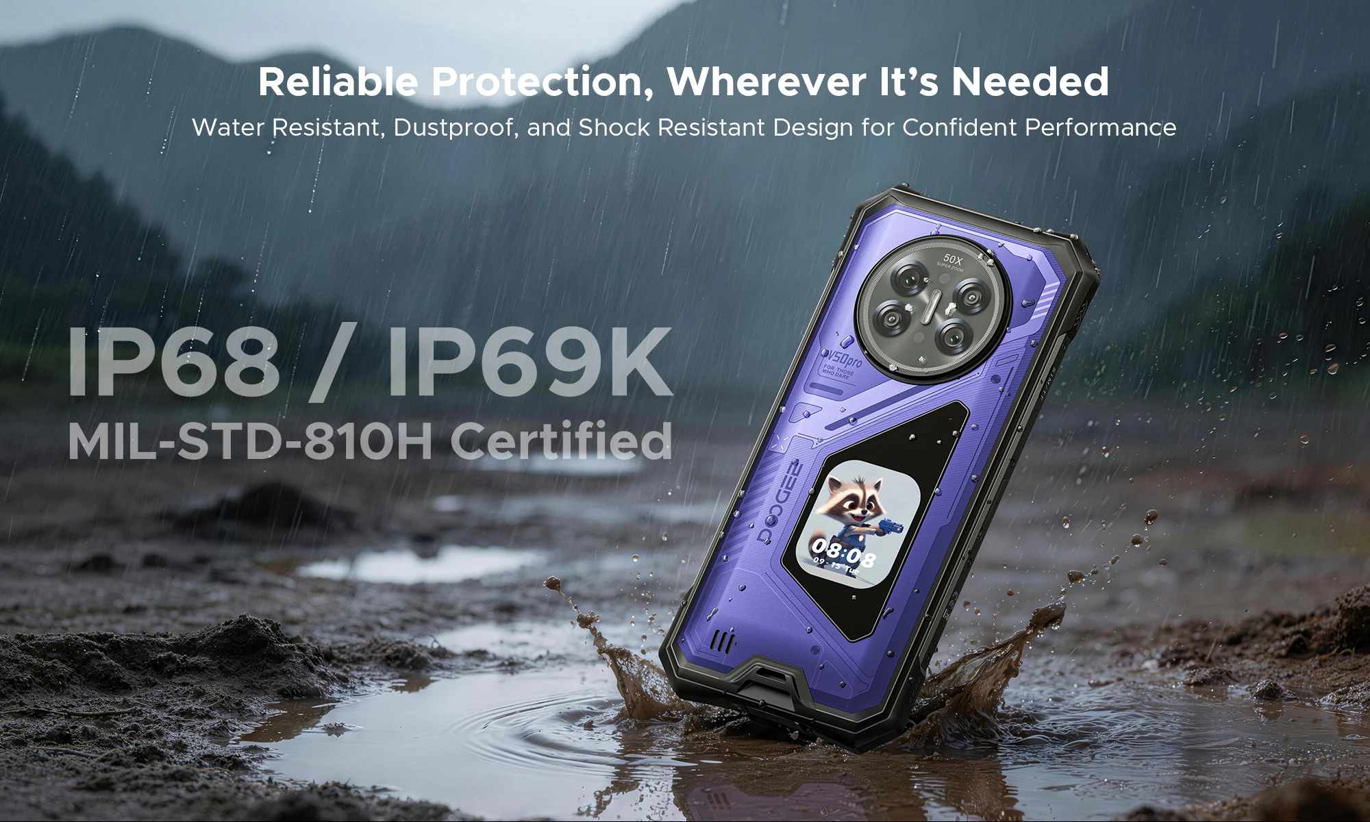 Global version DOOGEE V50 Pro Rugged Smartphone 5G 6.78" FHD+ Display 120Hz 52GB+1TB 11000mAh 200MP NFC Android 16 Mobile Phone