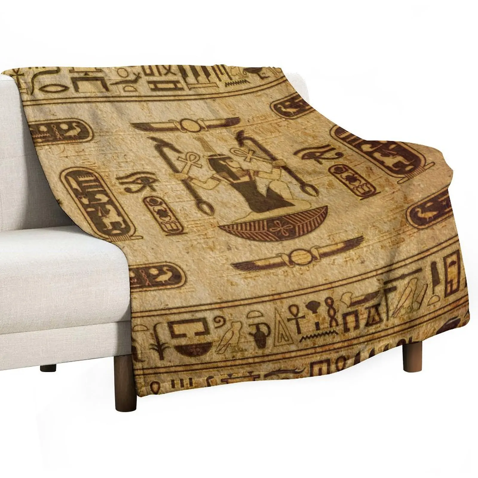 Vintage Egyptian OrnamentOld Papyrus paper Throw Blanket Giant Sofa Bed decorative Blankets