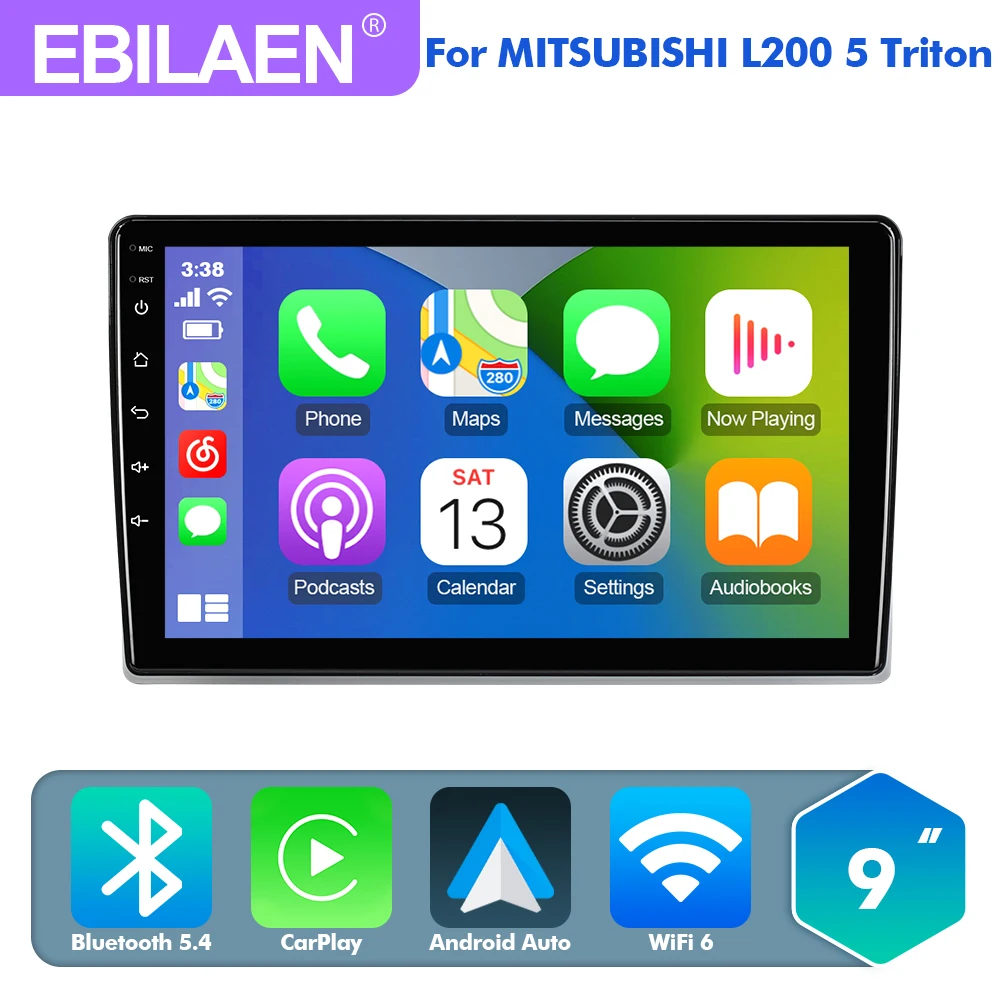 EBILAEN Android 13.0 Car Radio For Mitsubishi L200 5 Triton 2017-2022 Carplay Auto Stereo No 2din 9inch Car Multimedia player