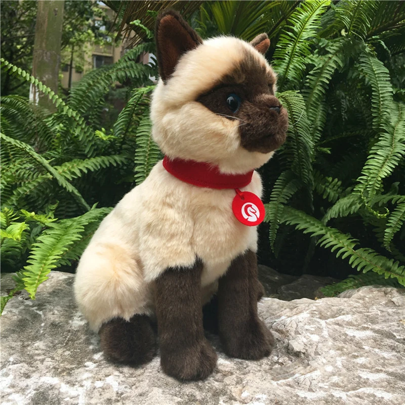 Realistic Siamese Cat High Fidelity Plushie Cats Plush Toys Lifelike Animals Simulation Stuffed Doll Kawai Toy Gifts For Kids