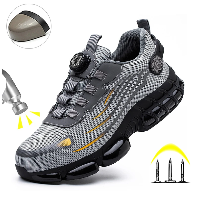 Indestructible Steel Toe Protective Safety Shoes Slip Resistant Abrasion Resistant Work Shoes Men Tough Comfortable Sneakers New