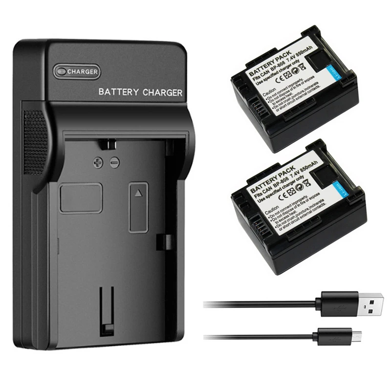 BP-808 BP808 BP 808 Battery +Charger for Canon BP-827 BP-819 BP-809 FS10 FS11 FS100 FS200 FS300 HF20 HF200 HF100 HG20 HG21 HFG10