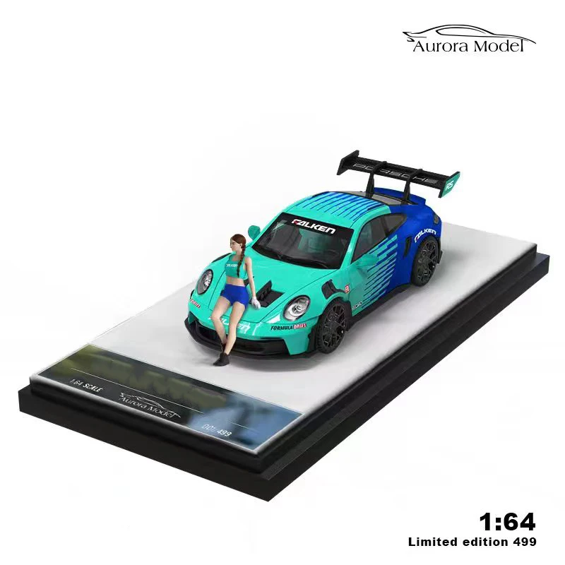 Vorverkauf Aurora 1:64 992 gt3rs Falken Diecast Diorama Auto Modell Sammlung Miniatur Spielzeug