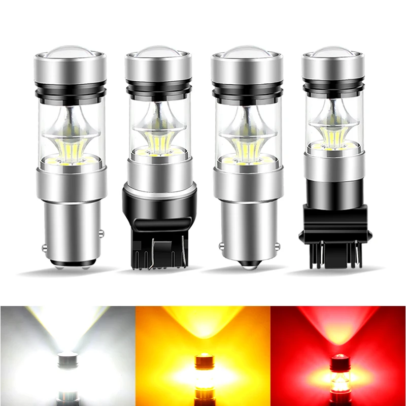 2 sztuki 100W 1157 BAY15D żarówki tylnego hamulca 1156 ba15s P21W 7506 T20 7440 7443 kierunkowskaz samochodowy światło cofania moto
