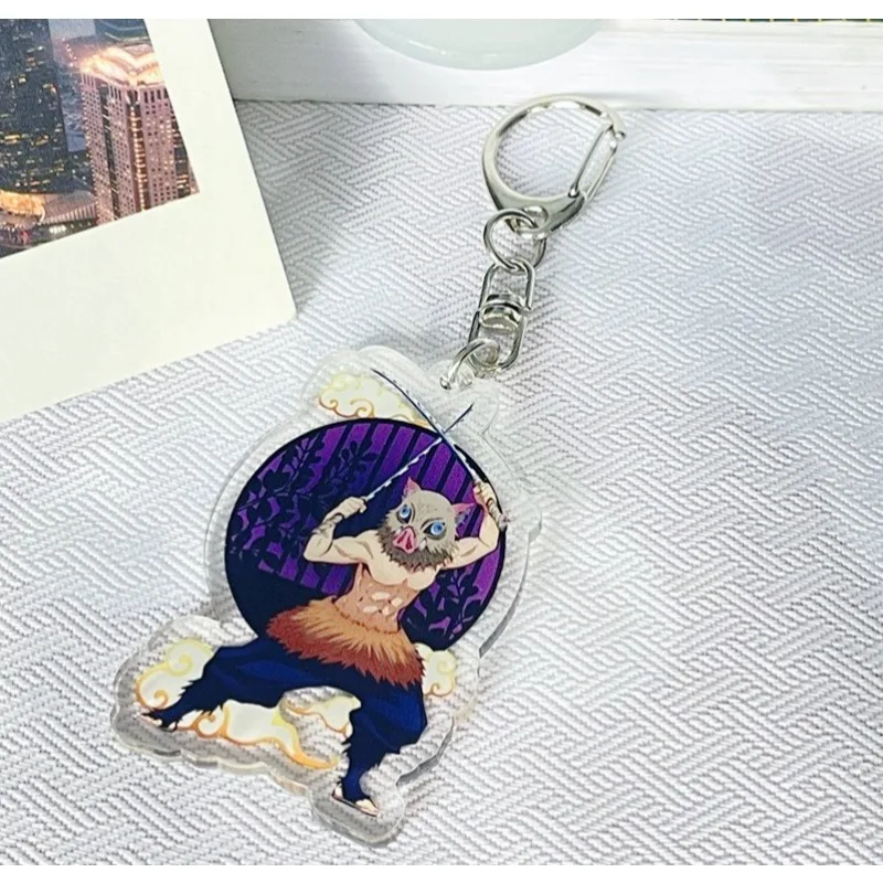 

Demon Slayer Cartoon Acrylic Keychain Hashibira Inosuke Anime Action Figures Doll Kawaii Key Backpack Decoration Christmas Gifts