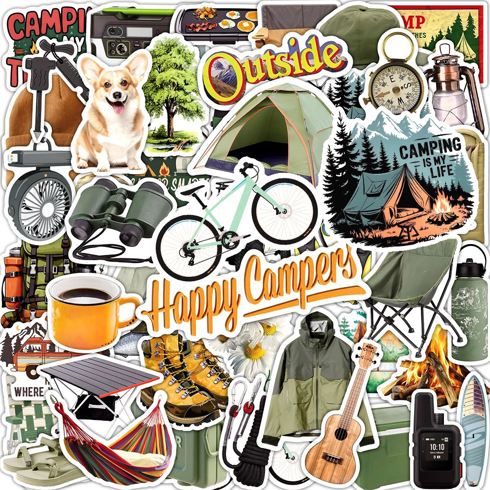 

10/30/50pcs Outdoor Camping Travel Cartoon Stickers Funny Creative Graffiti Sticker Laptop Guitar Water Bottle Phone Decals Toy