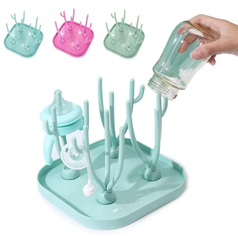 New Bottle Dry Rack Baby Bottle Drain Drying Racks Blue Pink Baby Bottle Cleaning Dryer Drainer Storage Drying Rack