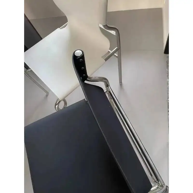 with Chrome Chair Modern Leather Upholstery & Retro Metal Frame Dining Accent Chair for Dining Room Living Room Home Furniture
