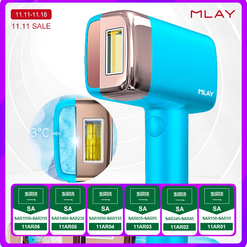 MLAY IPL Hair Removal 500,000 Flash Laser Depilator 5 Levels Laser Epilator Painless Electric Epilator Body Bikini Machine