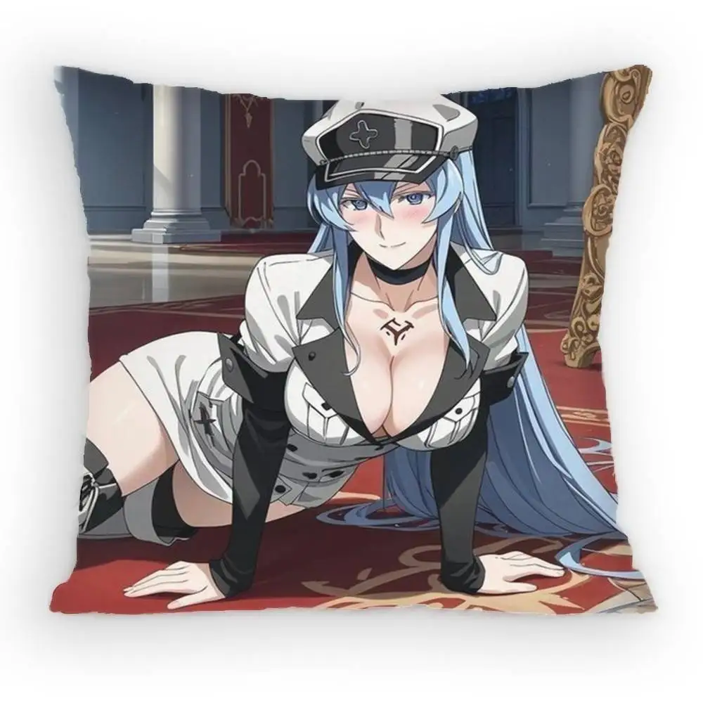 Akame ga KILL! Esdeath Pillow Case Anti-dustmite Pillowcase Invisible zipper silky short plush Sofa cushion cover