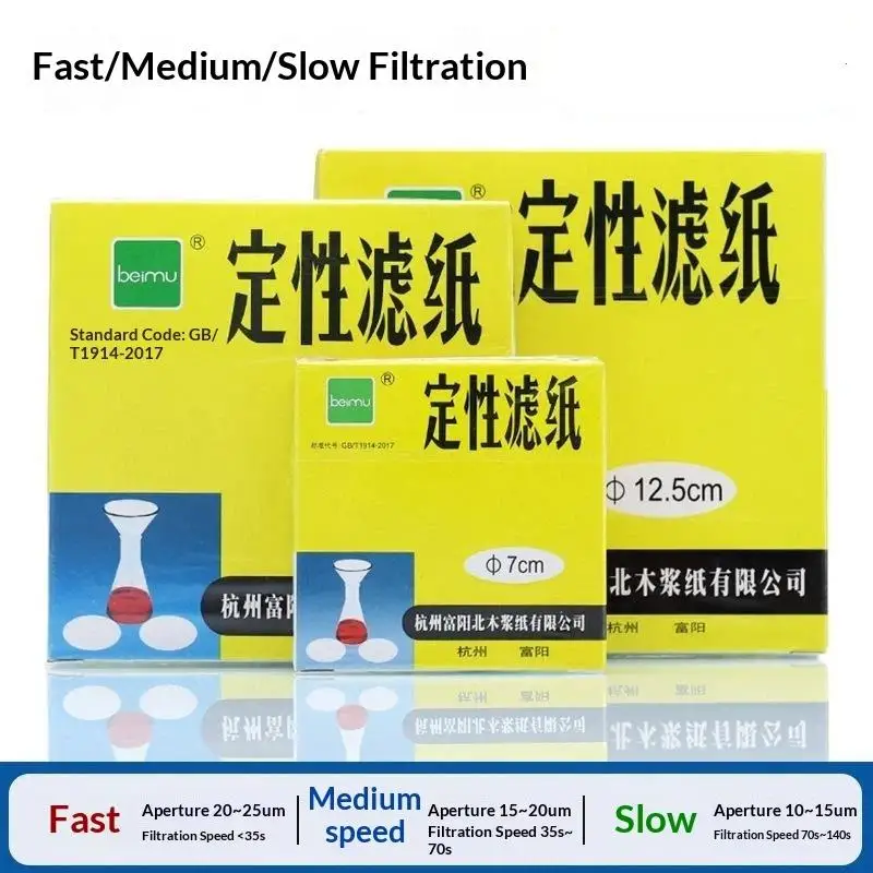 1Box Qualitative Filter Paper 9-11cm Slow Medium Fast Chemical Laboratory Test Oil Filter Paper, Round Quantitative Filter Pape