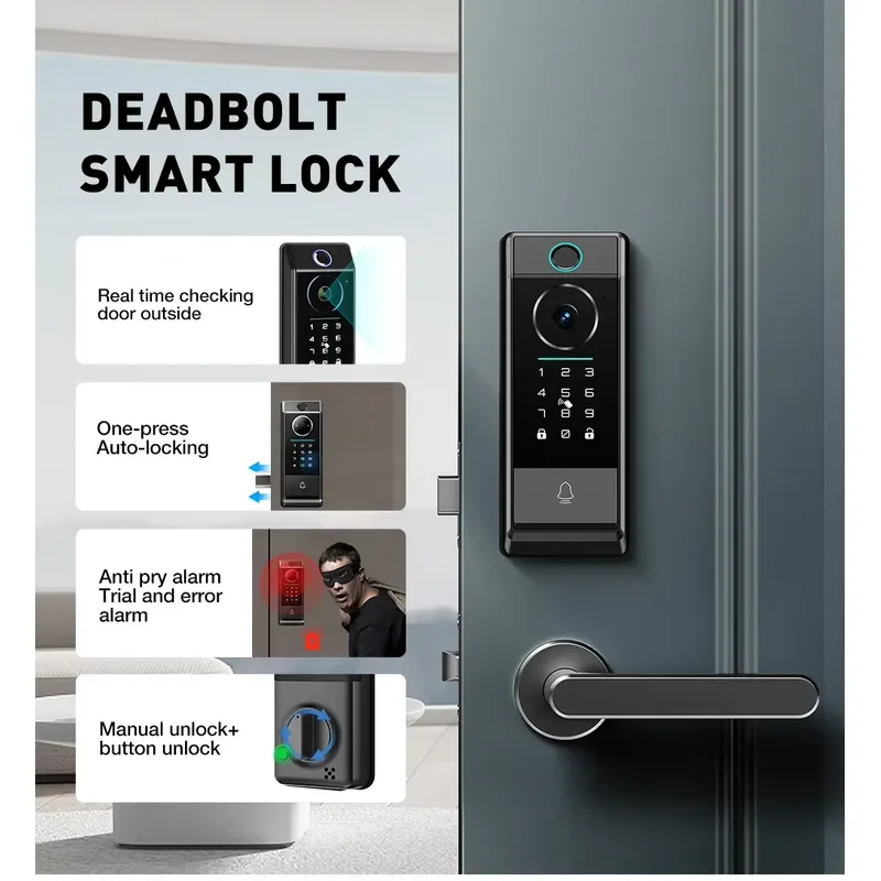 for Tuya Waterproof Smart Lock with Camera for Door Matter Compatible Smart Home Security Electronic Deadbolt Keyless Entry