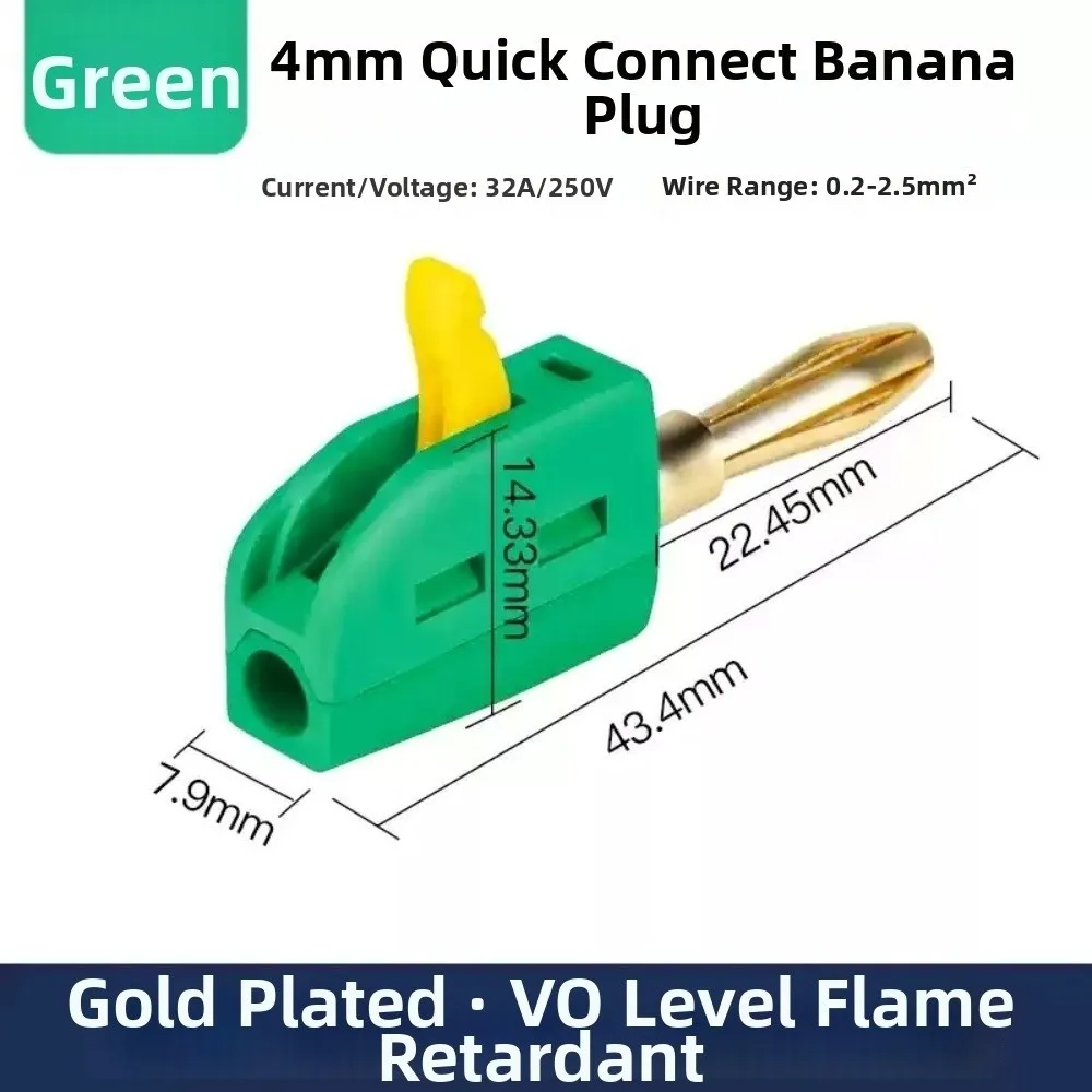 1/10pcs 4mm Diameter Banana Plug Connector Solderless Design No Weld Required High Current Banana Plug 32A Rating