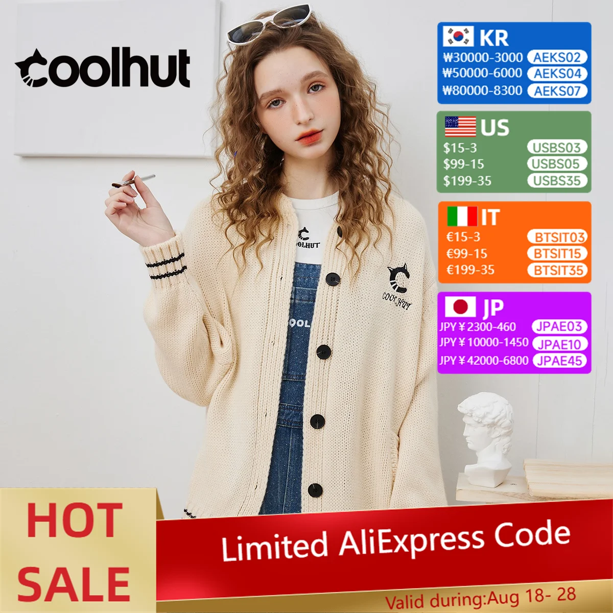 

COOLHUT Women's 2025 Minimalist Embroidered Cardigan Vintage Preppy Style Color Block Casual Fall Knitwear Open Front Sweater