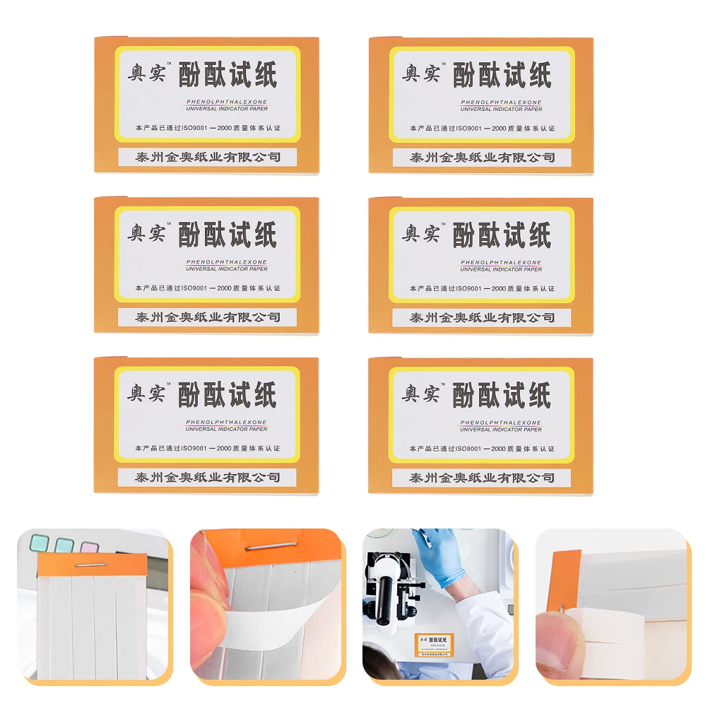 

6pcs Phenolphthalein Paper Sturdy Lightweight Physics Teaching Aid Experiment Supplies PH Test Strips Indicator