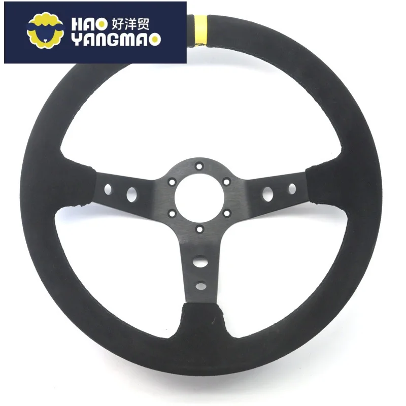 14inch Flip Leather Velvet Matte 350mm Car Racing Universal Modified Steering Wheel